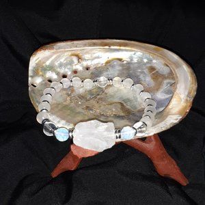 7.5" Selenite & Quartz Crystal Meditation Bracelet